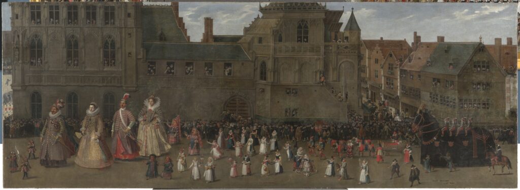La procesion de gigantes en Bruselas el 31 de mayo de 1615